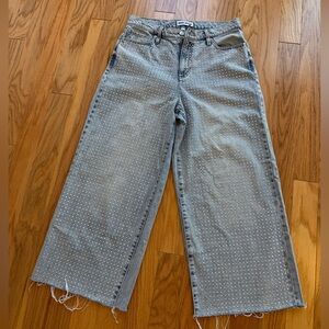DKNY Light Wash Wide-Leg Studded Jeans -25.5” inseam